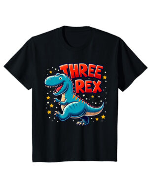 Kids Three Rex Third 3rd Birthday Dinosaur 3 Year Old Boy Toddler T-Shirt